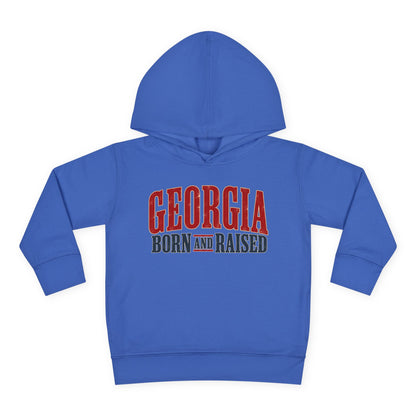 Georgia Born and Raised Southern Heritage Unisex Toddler Pullover Fleece Hoodie