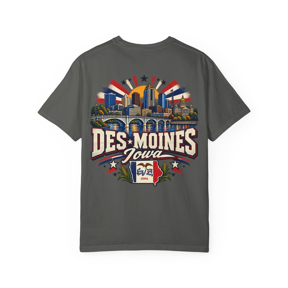 Des Moines Iowa Unisex Comfort Color 1717 Streetwear Graphic Tee