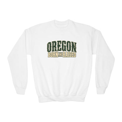 Oregon Born and Raised Vintage PNW Heritage Unisex Youth Crewneck Sweatshirt Graphic