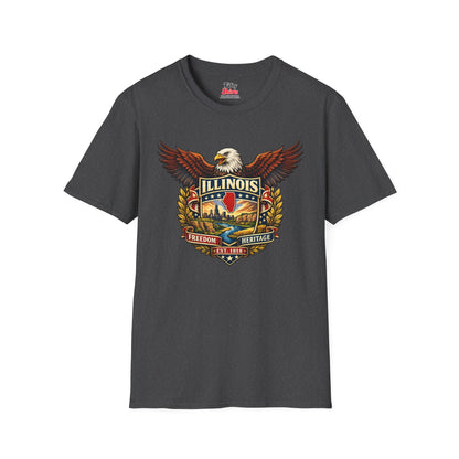 Illinois Americana Eagle Unisex Softstyle T Shirt State Pride Graphic Tee Collections FS03