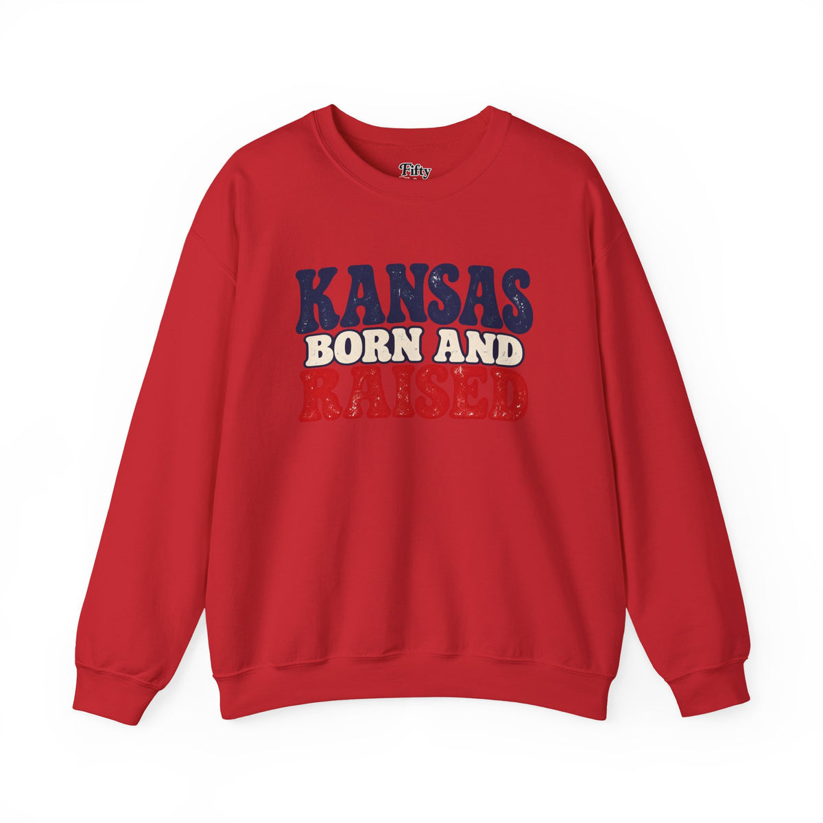 Kansas Born and Raised Retro 1970s Unisex Sweatshirt Graphic