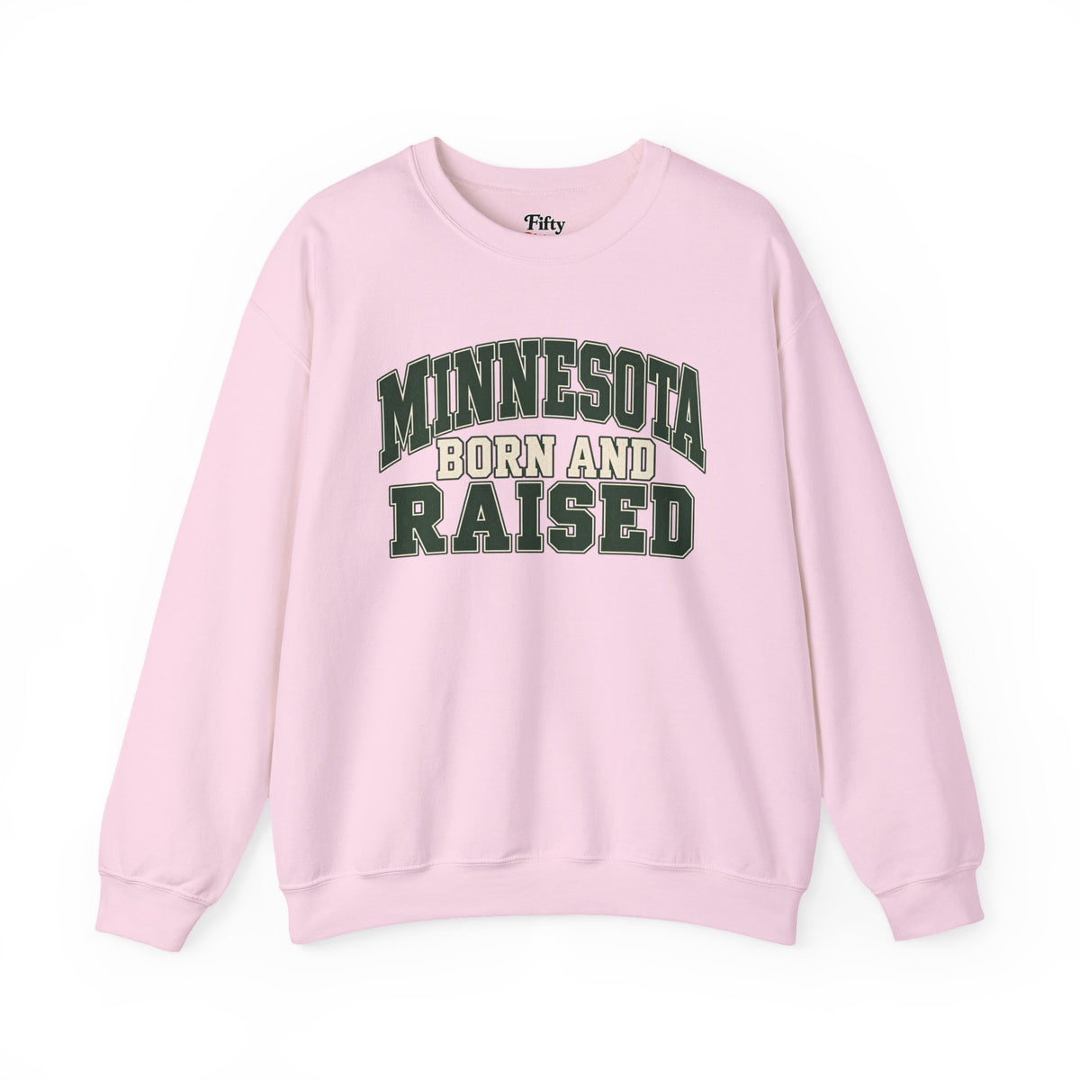 Minnesota Born and Raised Unisex Crewneck Sweatshirt State Name Graphic