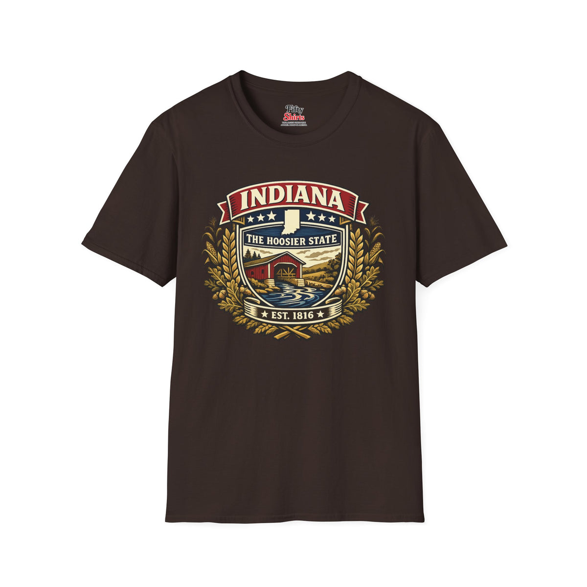 Indiana Heritage Badge Unisex Softstyle T Shirt State Pride Graphic Tee Collections FS03
