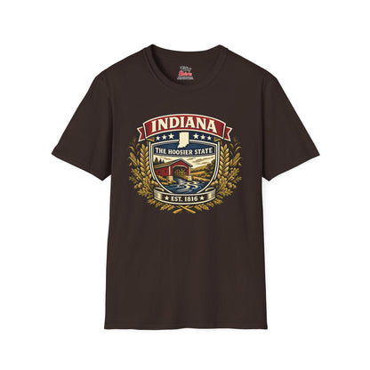 Indiana Heritage Badge Unisex Softstyle T Shirt State Pride Graphic Tee Collections FS03