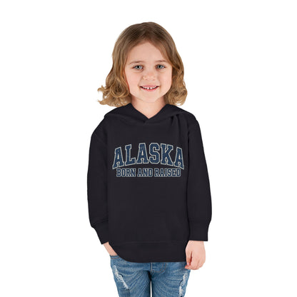 Alaska Born and Raised Classic Collegiate Unisex Toddler Pullover Fleece Hoodie