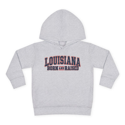Louisiana Born and Raised Vintage Americana Unisex Toddler Pullover Fleece Hoodie