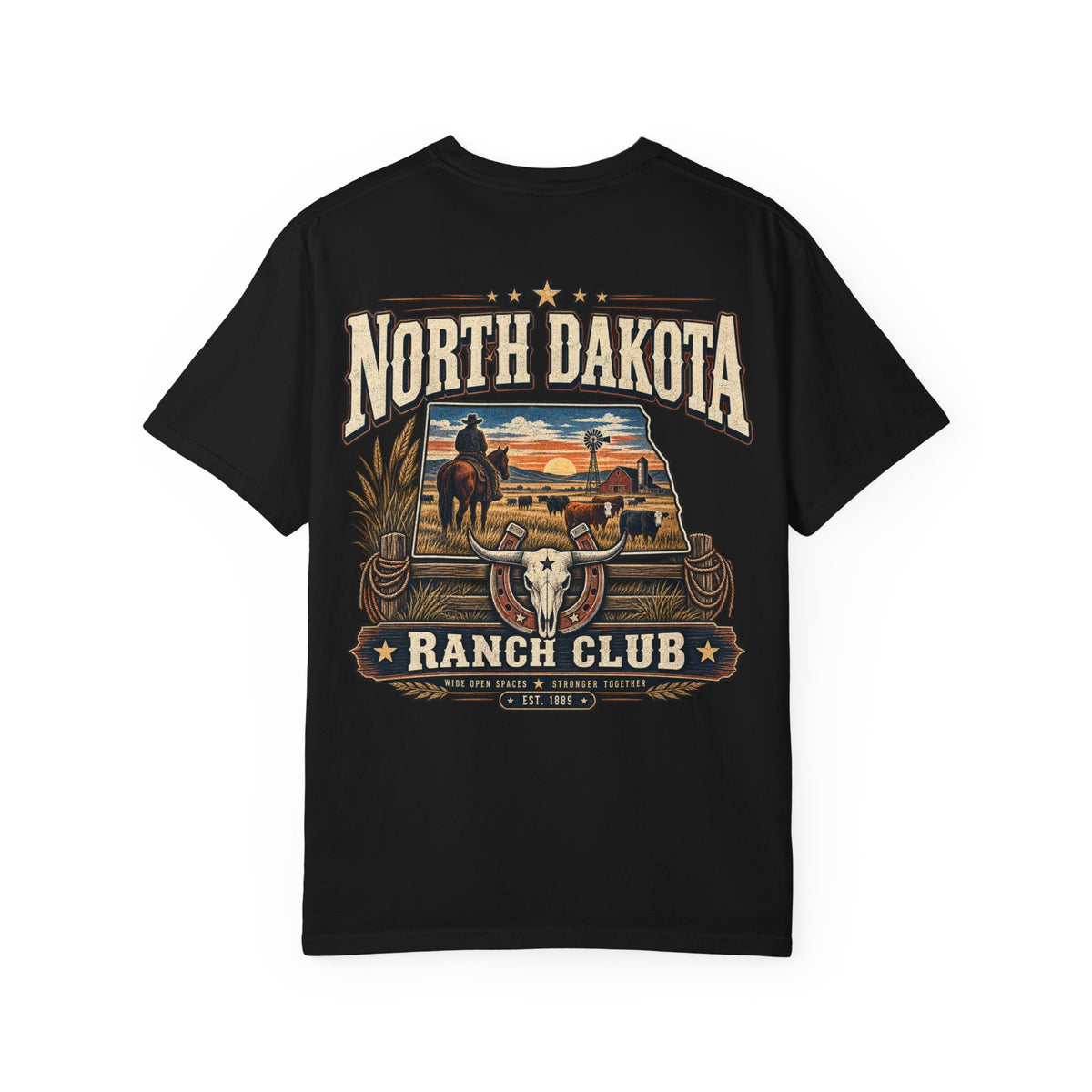 North Dakota Ranch Club Unisex Comfort Color 1717 Streetwear Graphic Tee