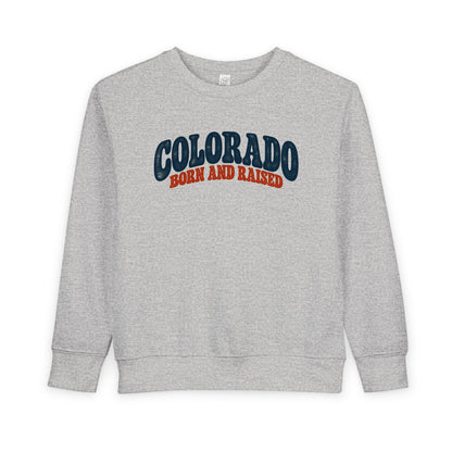 Colorado Born and Raised Retro 1970s Unisex Toddler Sweatshirt