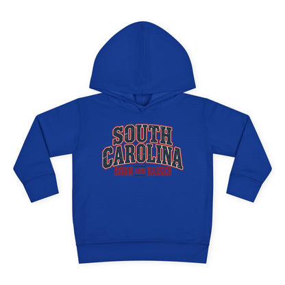 South Carolina Born and Raised Southern Americana Unisex Toddler Pullover Fleece Hoodie