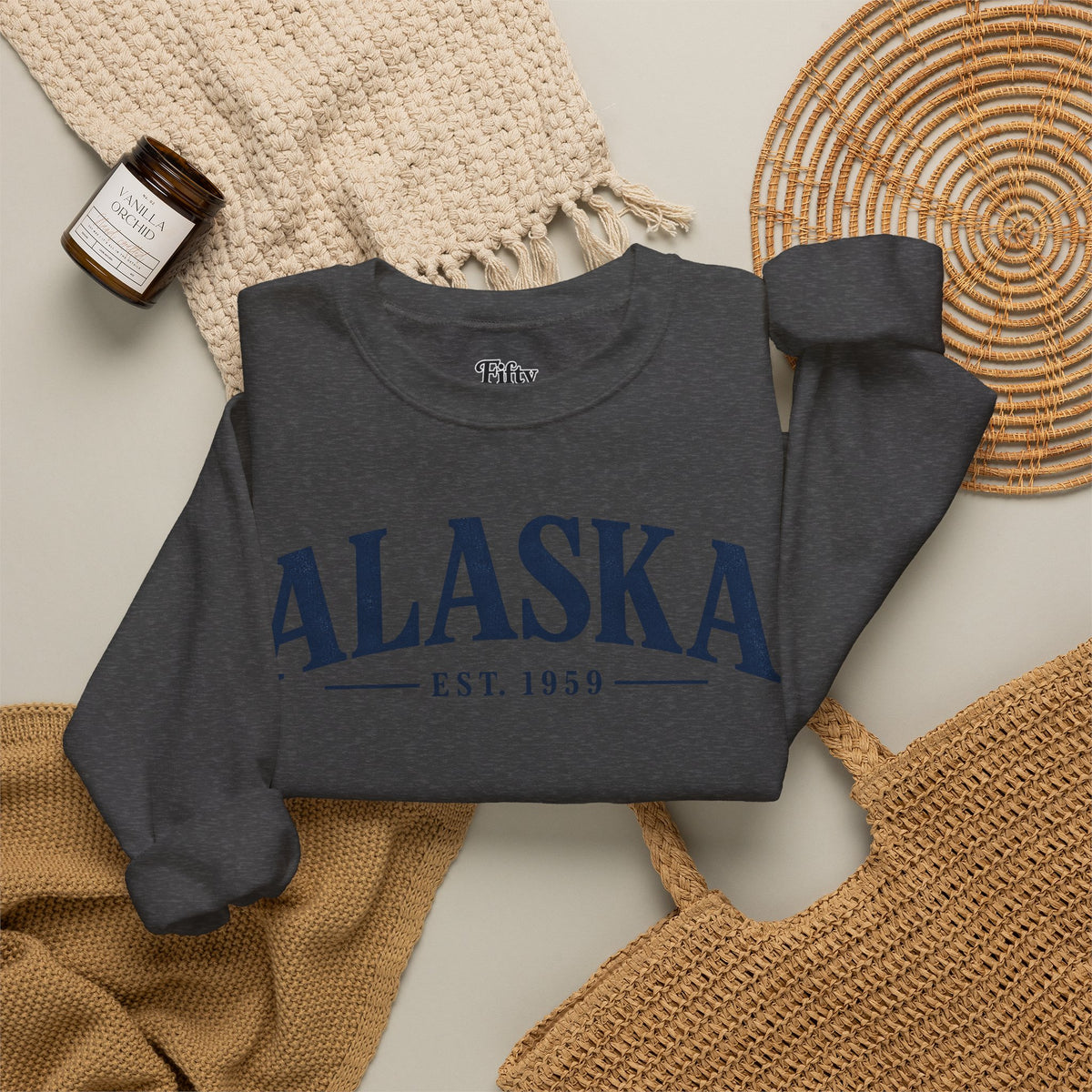 Alaska Est 1959 Unisex Crewneck Sweatshirt State Name Graphic
