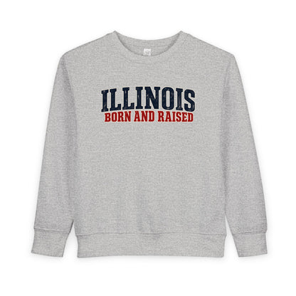 Illinois Born and Raised Midwest Americana Unisex Toddler Sweatshirt
