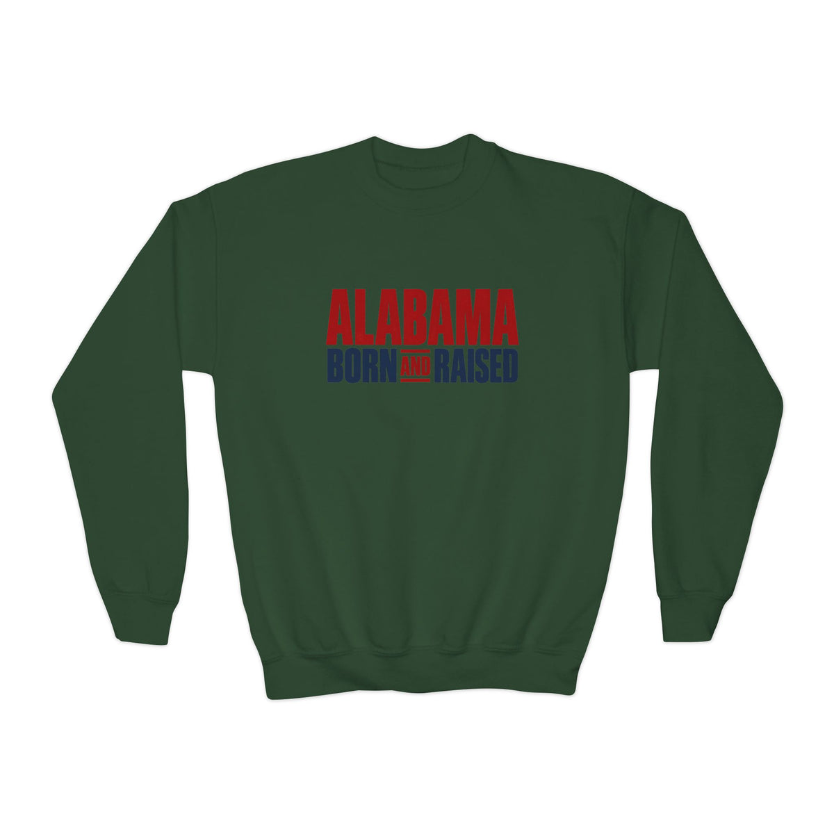 Alabama Born and Raised Minimal Heritage Unisex Youth Crewneck Sweatshirt Graphic