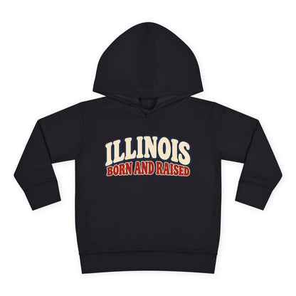 Illinois Born and Raised Retro 1970s Unisex Toddler Pullover Fleece Hoodie