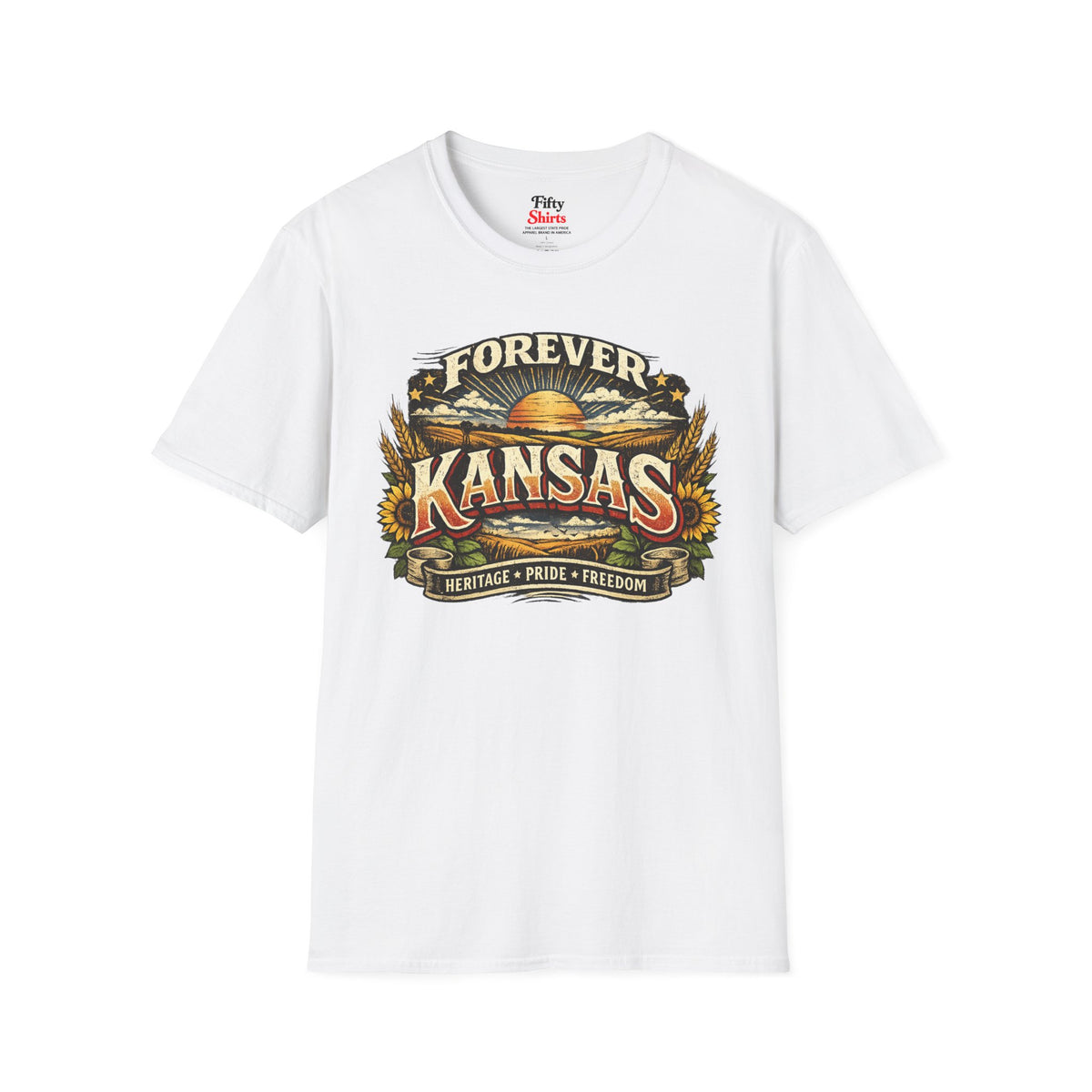 Kansas Forever Unisex Softstyle T Shirt State Pride Graphic Tee Collections FS03