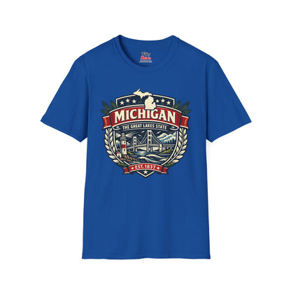 Michigan Heritage Badge Unisex Softstyle T Shirt State Pride Graphic Tee Collections FS03