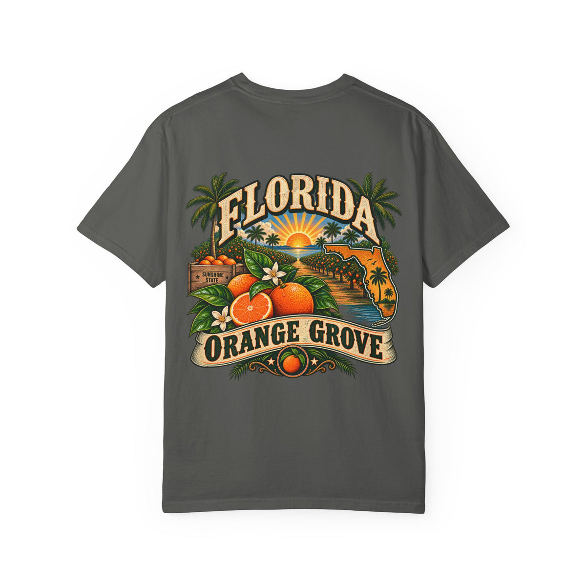 Florida Orange Grove  Unisex Comfort Color 1717 Streetwear Graphic Tee
