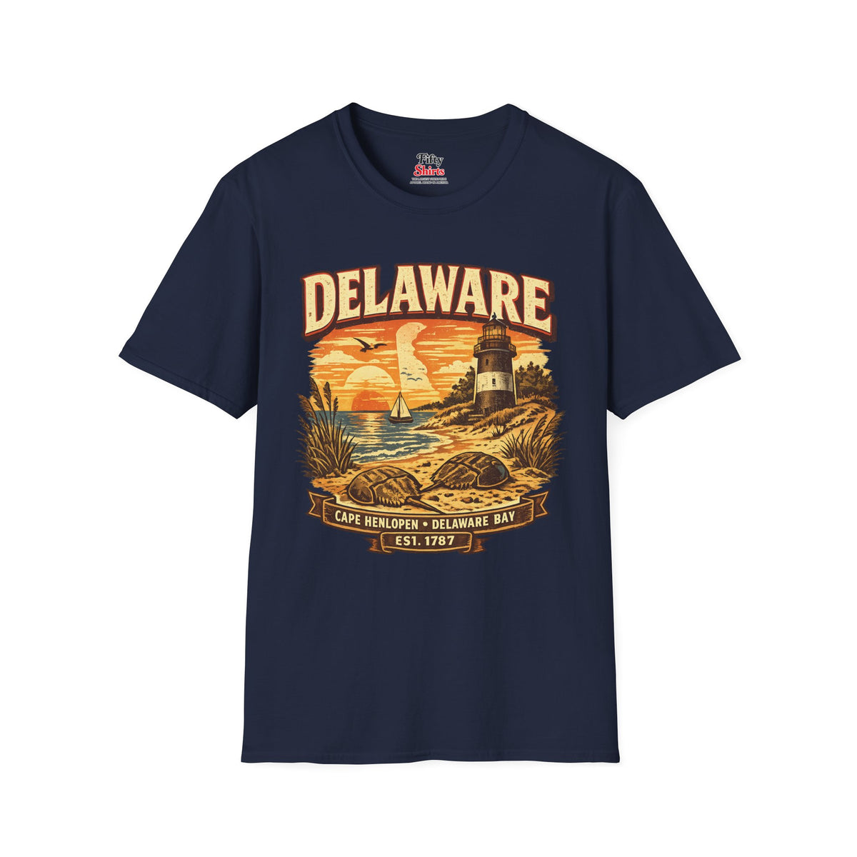 Vintage Delaware Heritage Unisex Softstyle T Shirt State Pride Graphic Tee Collections FS03