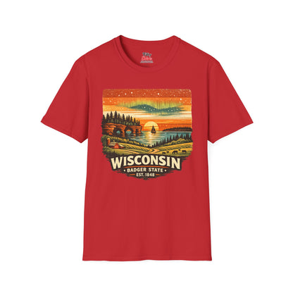 Wisconsin Lakeside Sunset Unisex Softstyle T Shirt State Pride Graphic Tee Collections FS03