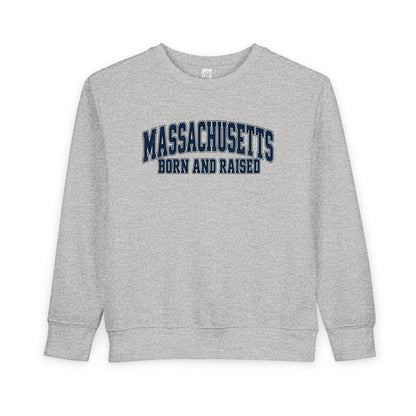 Massachusetts Born and Raised Vintage Collegiate Unisex Toddler Sweatshirt