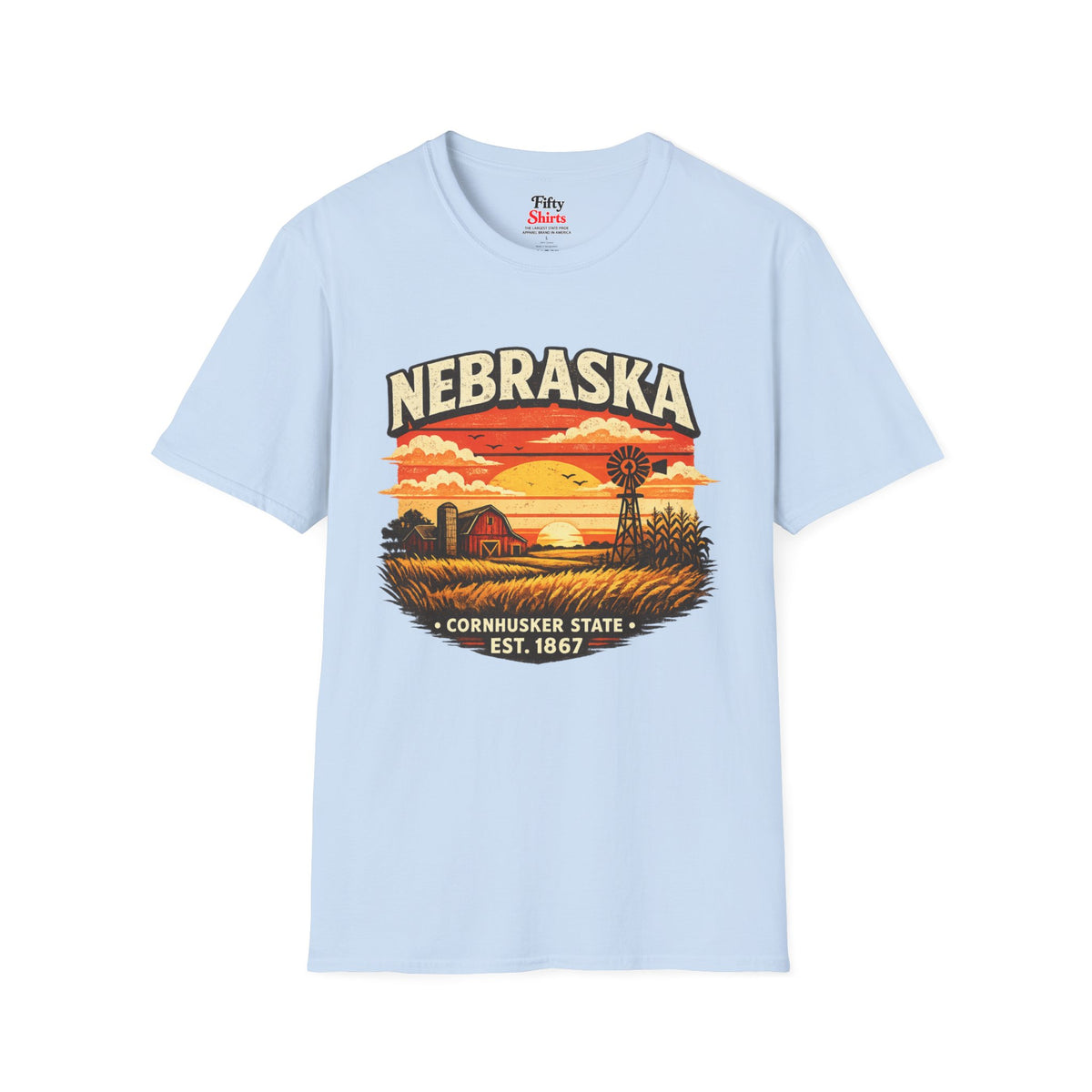 Nebraska Prairie Sunset Unisex Softstyle T Shirt State Pride Graphic Tee Collections FS03