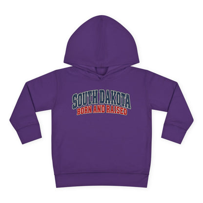 South Dakota Born and Raised Classic Collegiate Unisex Toddler Pullover Fleece Hoodie