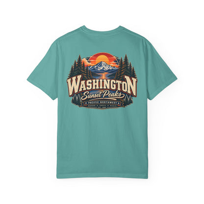 Washington Sunset Peaks Unisex Comfort Color 1717 Streetwear Graphic Tee