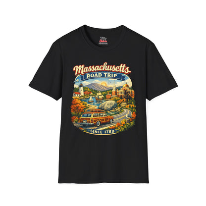 Massachusetts Road Trip Unisex Softstyle T Shirt State Pride Graphic Tee Collections FS03