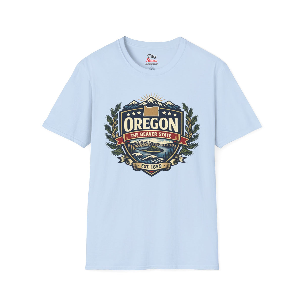 Oregon Heritage Badge Unisex Softstyle T Shirt State Pride Graphic Tee Collections FS03