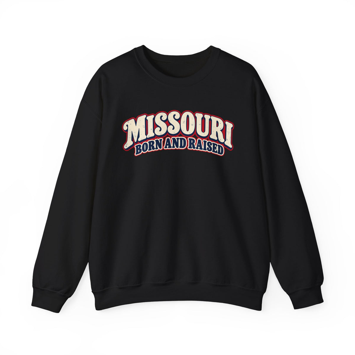 Missouri Born and Raised Retro 1970s Unisex Sweatshirt Graphic
