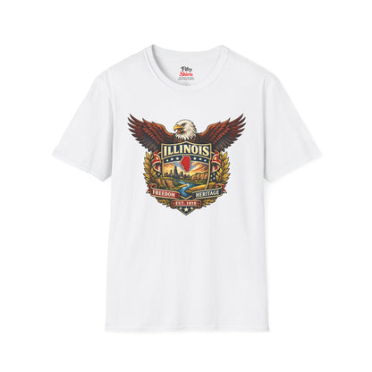 Illinois Americana Eagle Unisex Softstyle T Shirt State Pride Graphic Tee Collections FS03