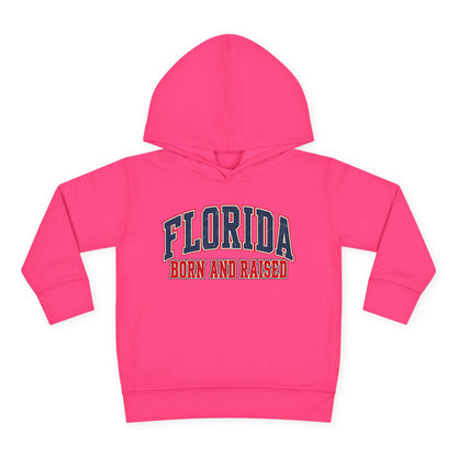Florida Born and Raised Vintage Collegiate Unisex Toddler Pullover Fleece Hoodie