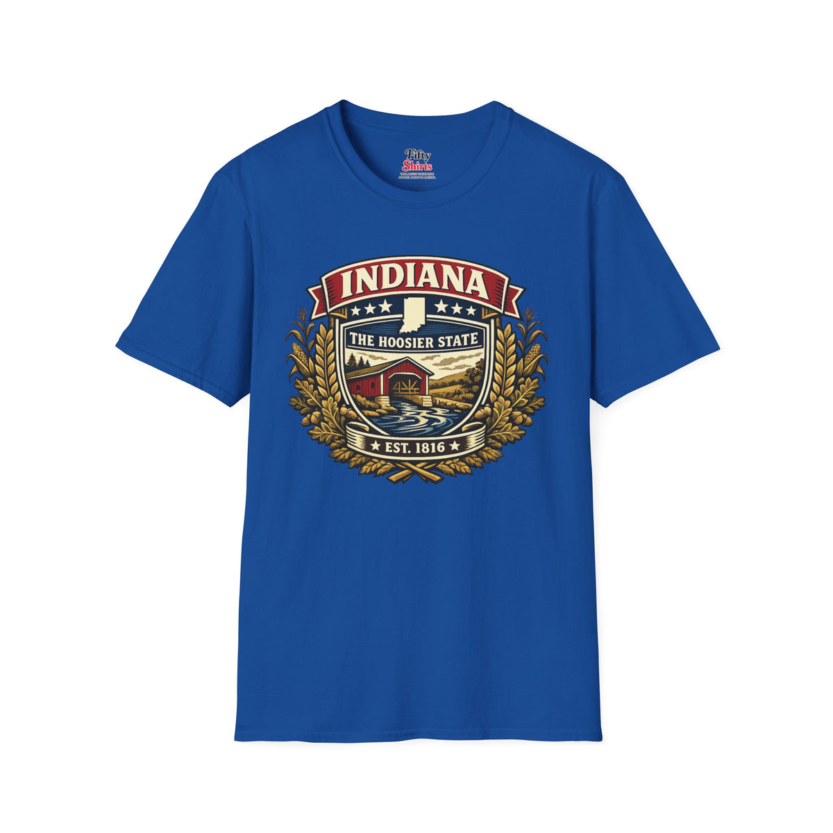 Indiana Heritage Badge Unisex Softstyle T Shirt State Pride Graphic Tee Collections FS03