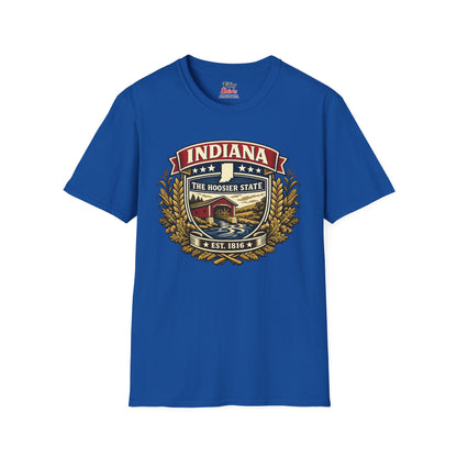 Indiana Heritage Badge Unisex Softstyle T Shirt State Pride Graphic Tee Collections FS03