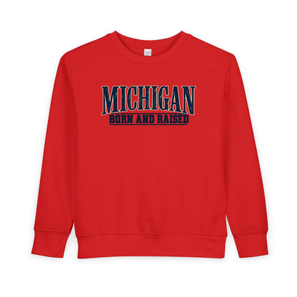 Michigan Born and Raised Premium Heritage Unisex Toddler Sweatshirt