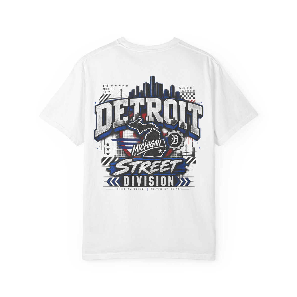 Michigan Detroit Street Division Unisex Comfort Color 1717 Streetwear Graphic Tee