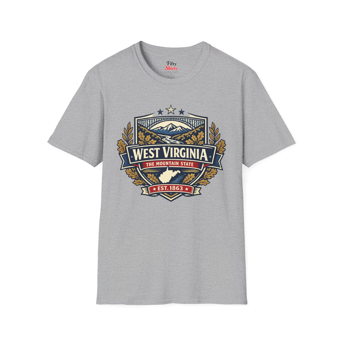 West Virginia Heritage Badge Unisex Softstyle T Shirt State Pride Graphic Tee Collections FS03