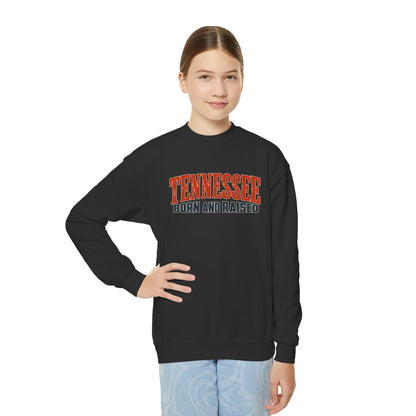 Tennessee Born and Raised Premium Southern Heritage Unisex Youth Crewneck Sweatshirt Graphic