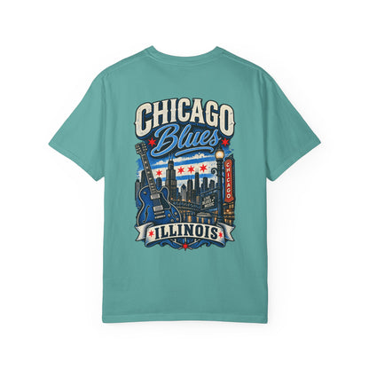 Chicago Illinois Blues Streetwear Unisex Comfort Color 1717 Streetwear Graphic Tee
