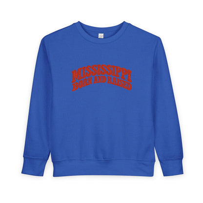 Mississippi Born and Raised Retro 1970s Unisex Toddler Sweatshirt