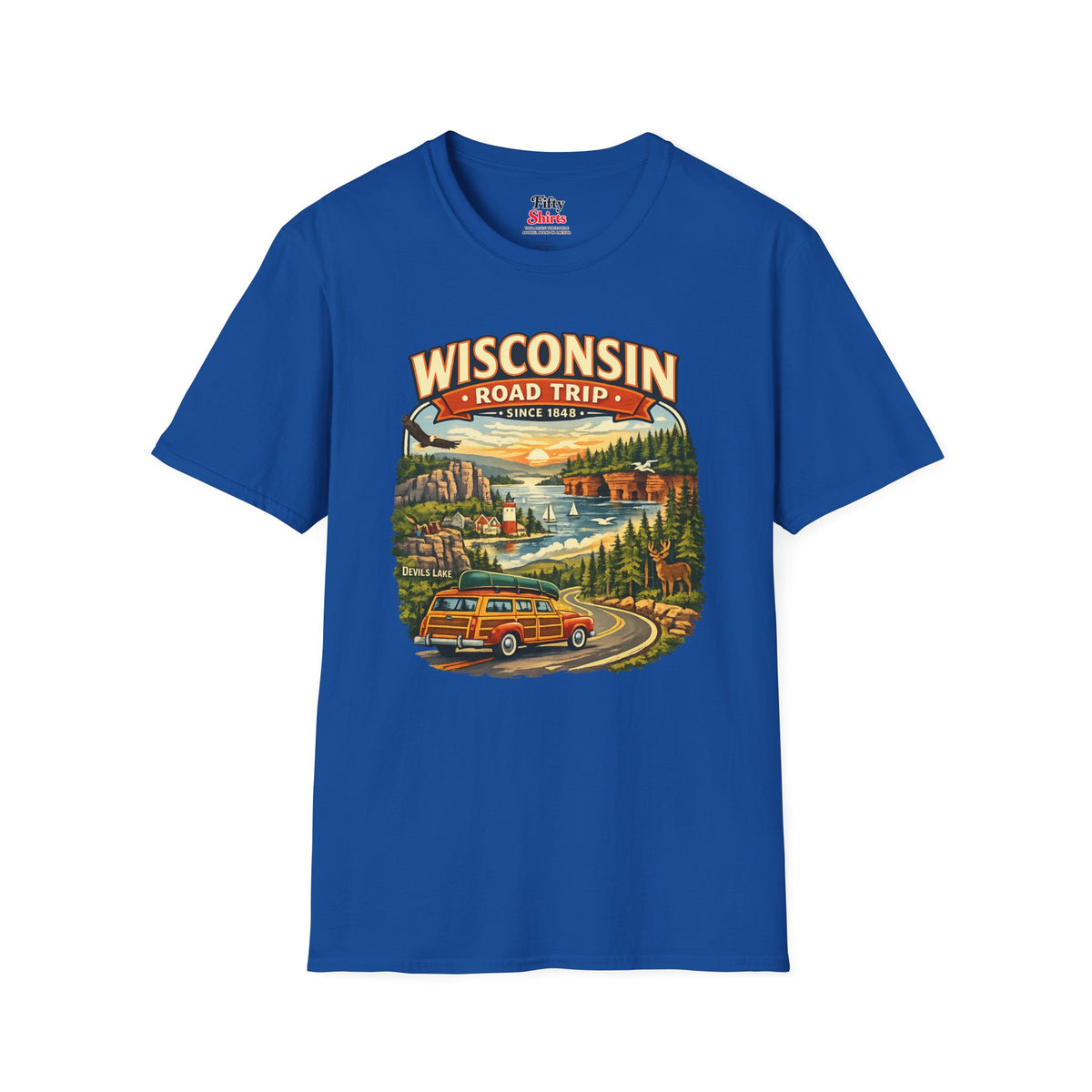 Wisconsin Road Trip Unisex Softstyle T Shirt State Pride Graphic Tee Collections FS03