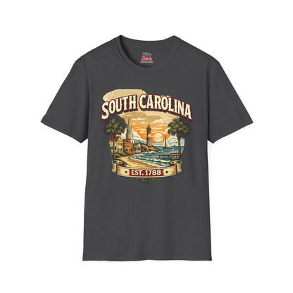 Vintage South Carolina Heritage Unisex Softstyle T Shirt State Pride Graphic Tee Collections FS03