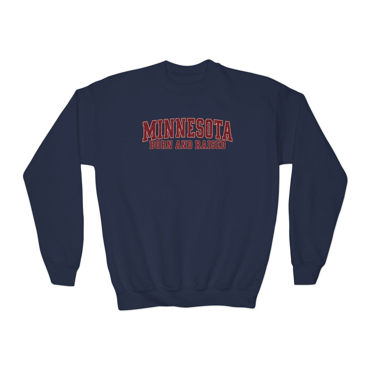 Minnesota Born and Raised Vintage Collegiate Unisex Youth Crewneck Sweatshirt Graphic