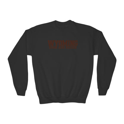 Wyoming Born and Raised Minimal Western Unisex Youth Crewneck Sweatshirt Graphic