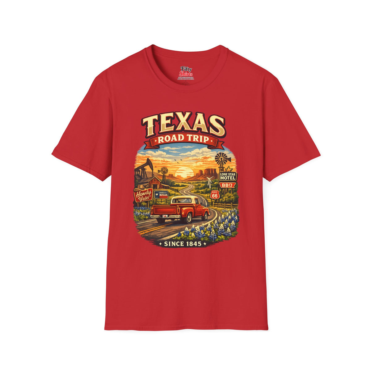 Texas Roadtrip Unisex Softstyle T Shirt State Pride Graphic Tee Collections FS03