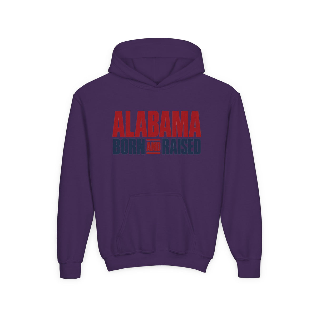 Alabama Born and Raised Minimal Heritage Unisex Youth Heavy Blend Hooded Sweatshirt Graphic