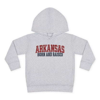 Arkansas Born and Raised Rugged Workwear Unisex Toddler Pullover Fleece Hoodie