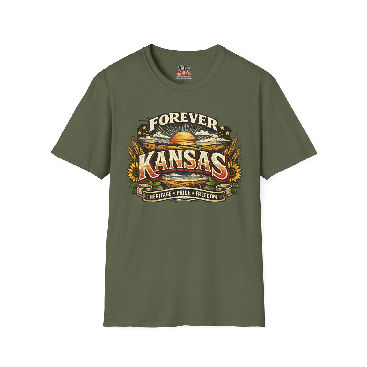 Kansas Forever Unisex Softstyle T Shirt State Pride Graphic Tee Collections FS03