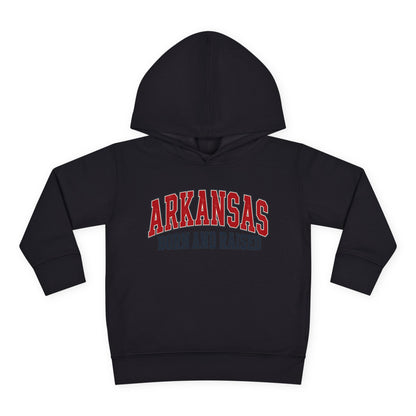 Arkansas Born and Raised Vintage Athletic Heritage Unisex Toddler Pullover Fleece Hoodie