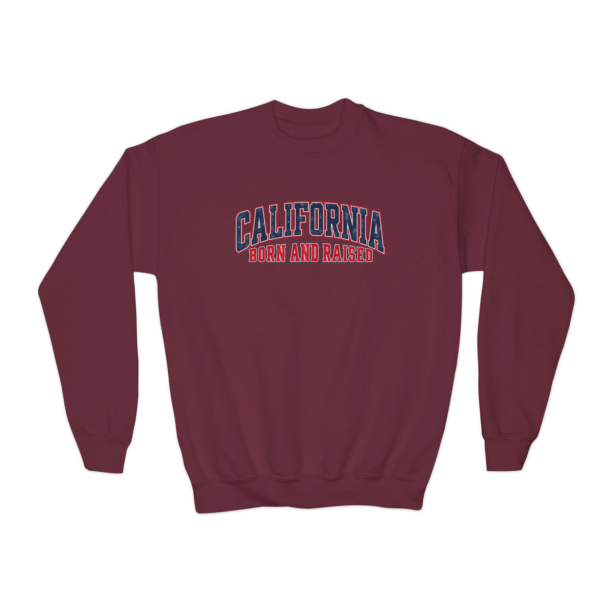 California Born and Raised Vintage Athletic Heritage Unisex Youth Crewneck  Sweatshirt Graphic