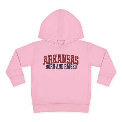 Arkansas Born and Raised Rugged Workwear Unisex Toddler Pullover Fleece Hoodie